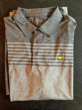 Masters Tech Official Augusta National Golf Polo Shirt Gray Stripe Mens Size XL